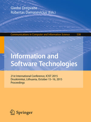 cover image of Information and Software Technologies